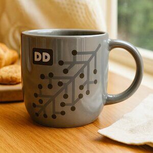 Dunkin Donuts Mug 2014 Snowflake Pearlescent Gray Ceramic Holiday Coffee Cup